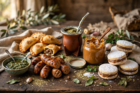 Argentinian foods: empanadas, mate, dulce de leche, alfajores