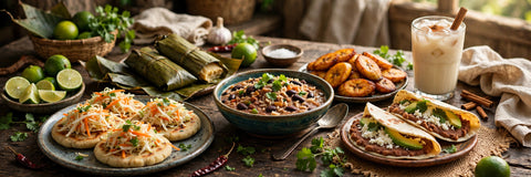 Central American foods: pupusas, tamales, gallo pinto