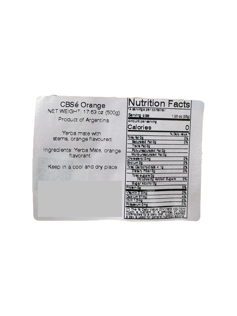 CBSe Naranja Yerba Mate (back image)
