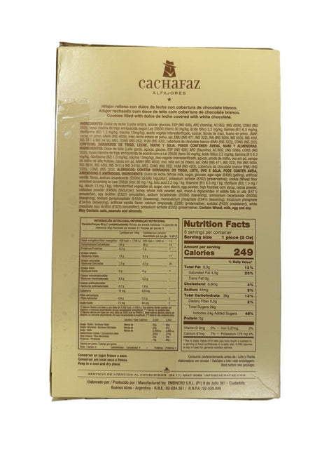 Cachafaz Alfajores Chocolate Blanco (back image)