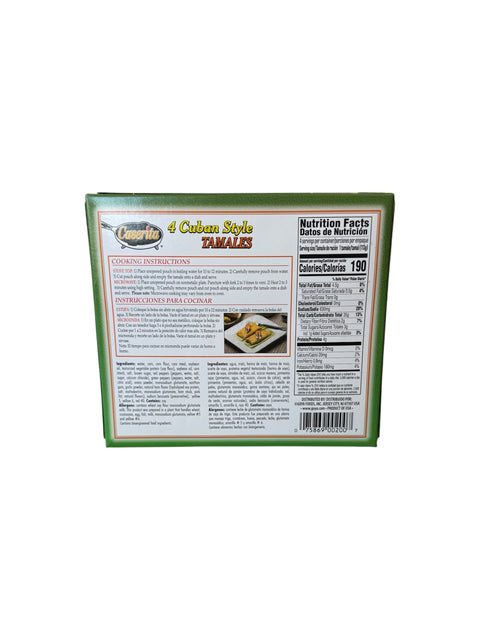 Caserita Cuban Style Tamales - 4 units - 16oz Back