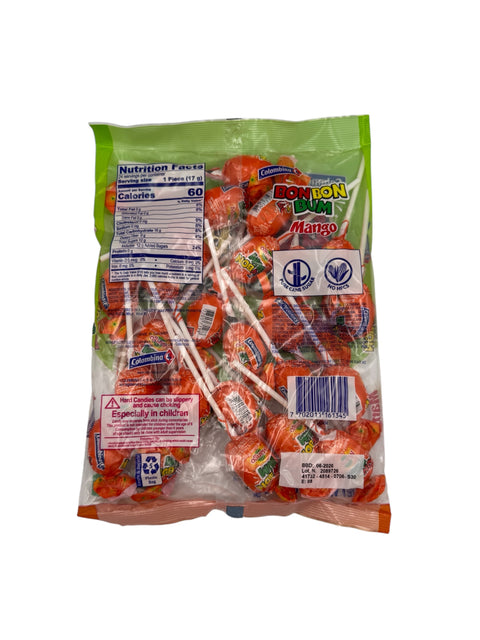 Colombina- Bon Bon Bum Mango Lollipops - 408g Back