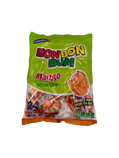 Colombina- Bon Bon Bum Mango Lollipops - 408g Front