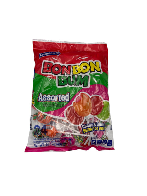 Colombina - Bon Bon Bum Assorted Lolipops - 408g Front