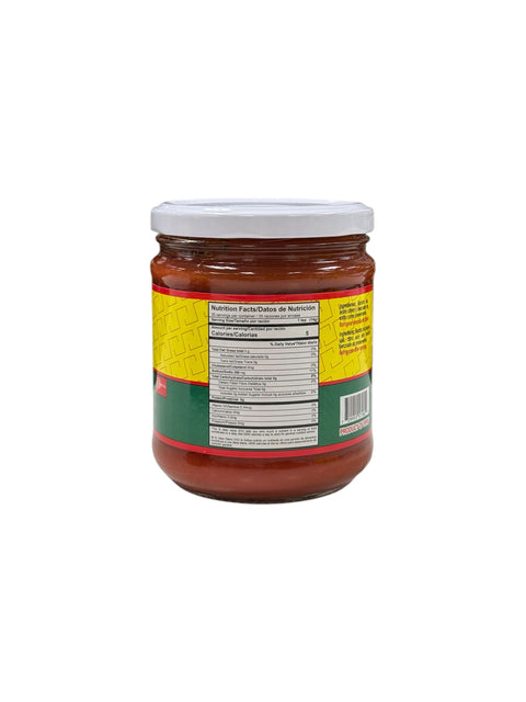 Jar of Doña Isabel Aji Rocoto - 445g  with nutrition facts on the back side 