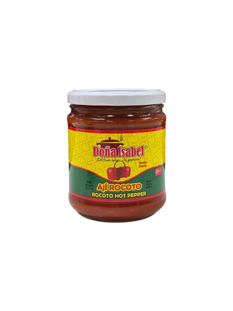 Jar of Dona Isabel Aji Rocoto hot pepper sauce - front side 