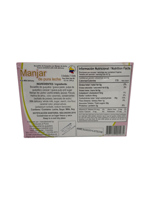 El Puma - Manjar ( Guava and Milk Caramel) - 8 units(350g) Back
