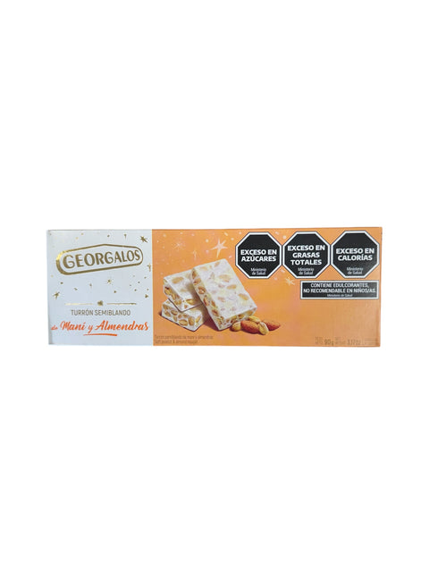 Georgalos Turrón Semiblando de Maní y Almendras (Peanut & Almond Nougat) - 90g front1