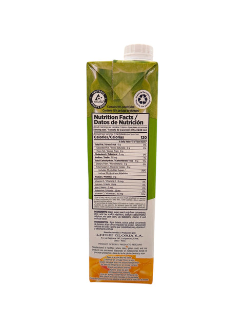 Gloria Peach Juice - 1L Nutri Facts