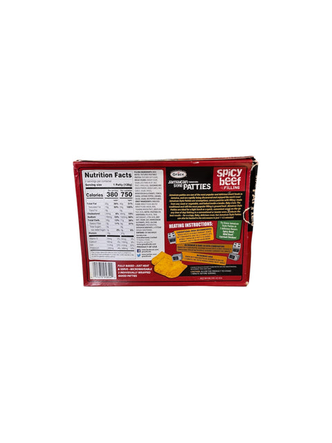 Grace Jamaican Spicy Beef Patties - 9oz Back