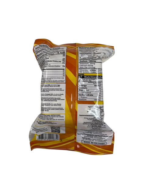 Su Sabor Pandeyucas 70g - back of bag with ingredients and nutrition facts