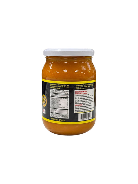  Jar of Inca’s Food Ají Amarillo (Sin Picante) - 425g - back side with nutrition facts