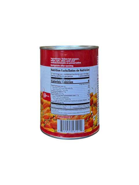Can of food with nutritional information label for Inca’s Food Aji Amarillo - back side 