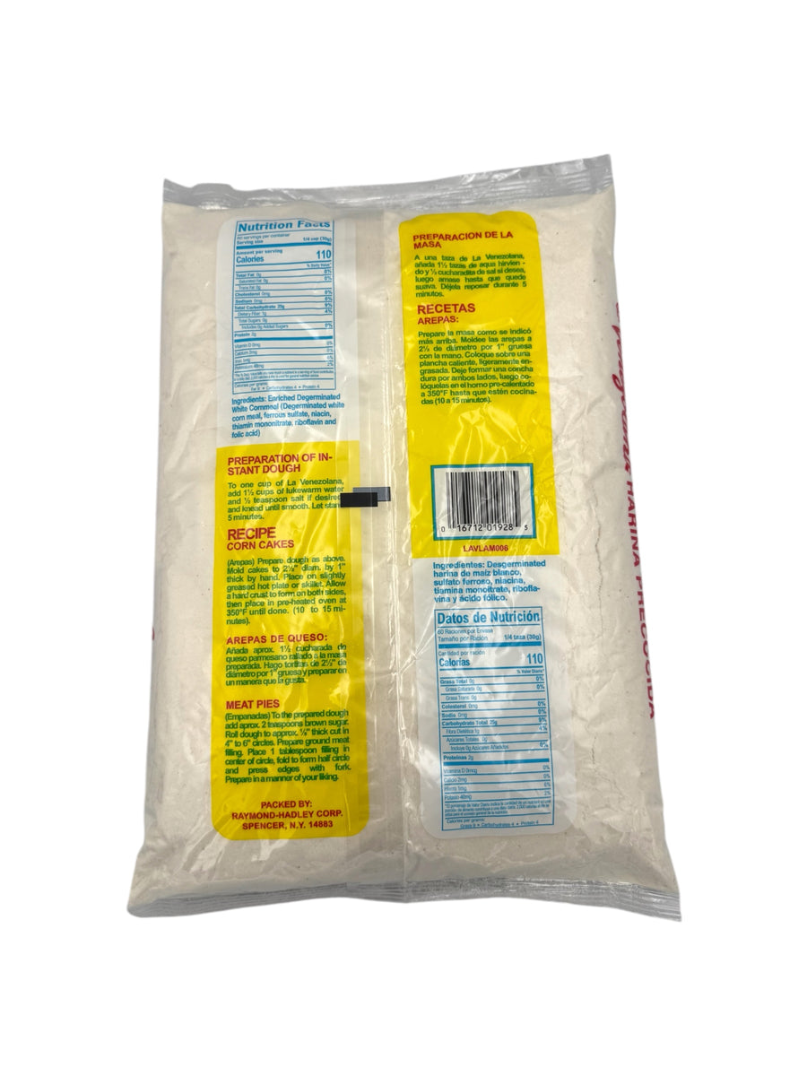 La Venezolana White Corn Meal 4lbs (back image)