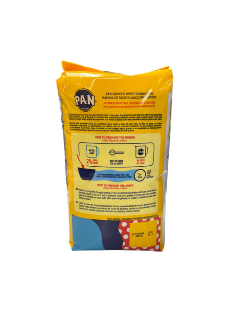 PAN Pre-Cooked White Cornmeal - 5lb Back
