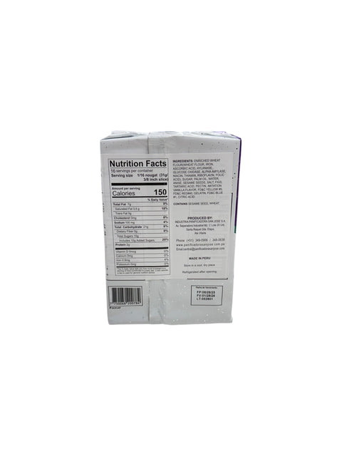 San Jose Turron - Back side with nutrition facts 