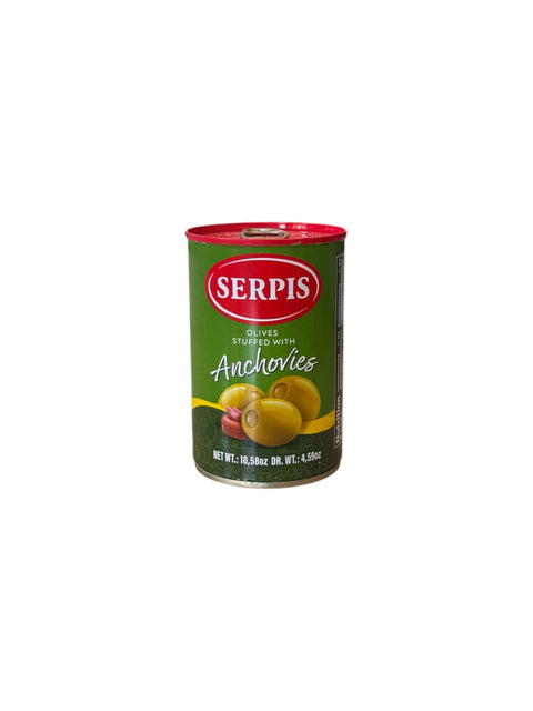 Serpis Green Olives Stuffed with Anchovies - 10.5oz Front