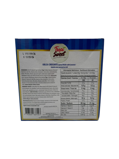 Tropi Sweet Oblea con Dulce de Leche - 180g Back