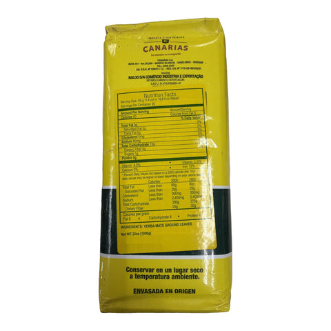 Canarias yerba mate tradicional 1 kg nutrition facts